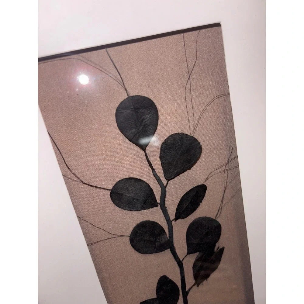 Set of 2 Botanical 3D Leaf Framed Wall Art Black White Minimalist Modern 15x7 - Picture 6 of 8